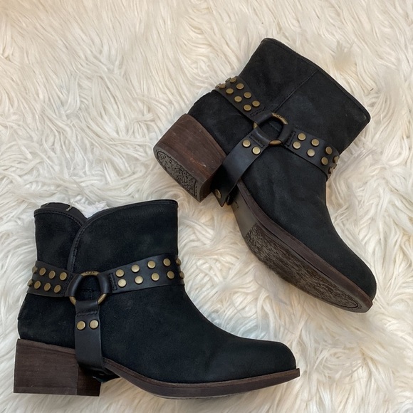 UGG Darling Black Suede Harness Booties - Picture 2 of 10